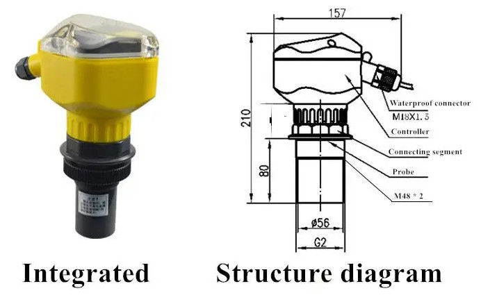 Geïntegreerde ultrasone niveaumeter met contactloze hoge nauwkeurigheid van 0,5% en Engels LED-display