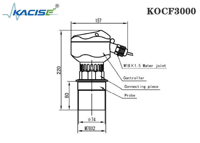 KOCF3000 Ultrasone open kanaalstroommeter met 0,5% meetnauwkeurigheid en MODBUS-protocolcommunicatie voor niet-contactmeting