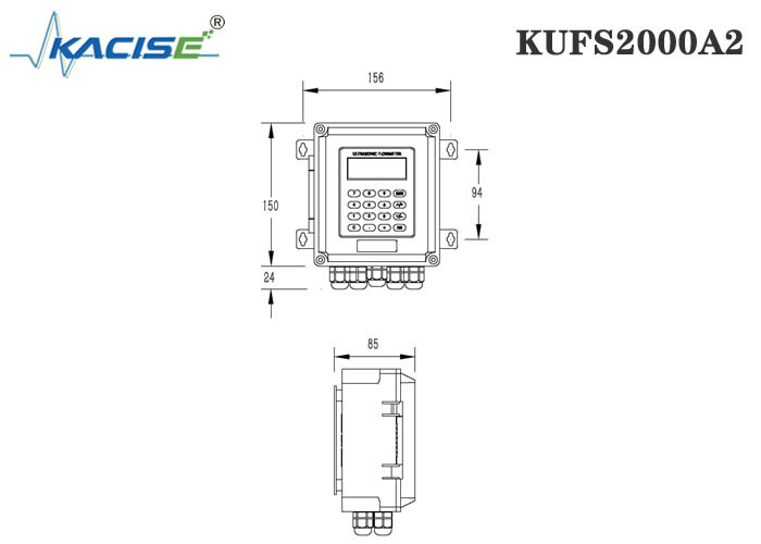 KUFS2000A2 de muur zet Meter van de Toevoegings de Ultrasone Stroom voor Grootte DN50 op - DN6000-Pijp