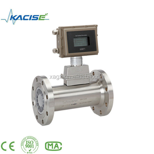 SS304 Behuizingsmateriaal Gasturbinestroommeter met ExdIIBT6 Explosieveilige en ± 0,75% nauwkeurigheid Digitale turbinestroommeter