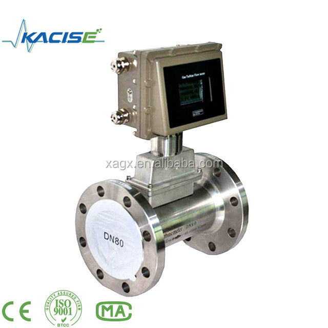 SS304 Behuizingsmateriaal Gasturbinestroommeter met ExdIIBT6 Explosieveilige en ± 0,75% nauwkeurigheid Digitale turbinestroommeter
