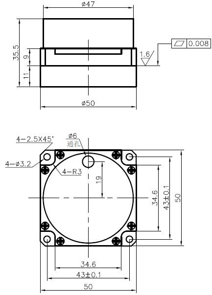 Inertiële hoeksnelheidssensor met ≤0,1°/u Bias Drift Compact 50×50×36mm en 5s starttijd