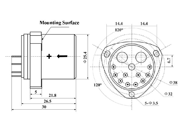 Sensor voor versnellers van hoge trillingen -55-80°C. Vibratiepiek sinus 20g 20Hz 2000Hz