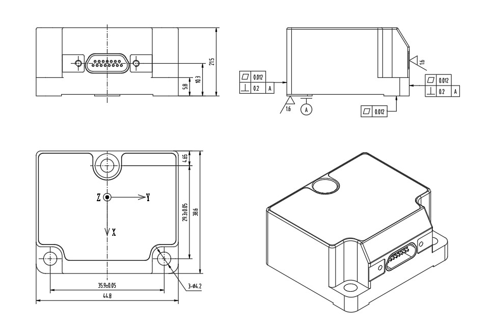 00,1% Cross Coupling Electronic Gyroscope Sensor voor het meten van pitch-hoek -45°C+85°C