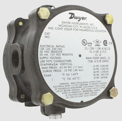 Dwyer explosiebestendige drukdifferentiële schakelaar (modellen 1950G-0-B-120-NA & 1950G-00-B-240)