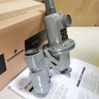 Gasdrukreduceerregelaar uit de 627-serie met een uitlaatdrukbereik van 5 tot 500 psig, intern ontlastventiel en manipulatiebestendig ontwerp
