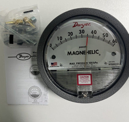 Dwyer-serie 2000 Magnehelicale differentialdrukmeter met ±2% FS-nauwkeurigheid en wrijvingsloze magnetische beweging voor toepassingen van 20-140 °F