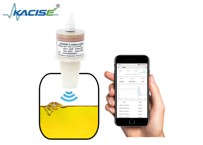PVDF 5 m intelligente Ultrasone water niveau meter 5 V RS485 output liquide Niveau Sensor KUS600