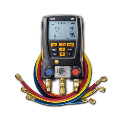 Testo 550 Digital Refrigerant Manifold Kit met Bluetooth-connectiviteit 60 koelprofielen en robuust ontwerp