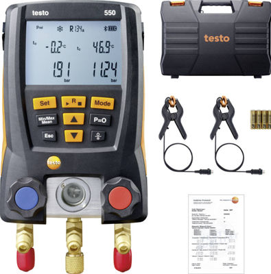 Testo 550 Digital Refrigerant Manifold Kit met Bluetooth-connectiviteit 60 koelprofielen en robuust ontwerp