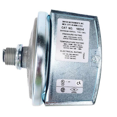 Dwyer 1823-10 Low Differential Pressure Switch met compact ontwerp, hoge herhaalbaarheid en gemakkelijke aanpassing